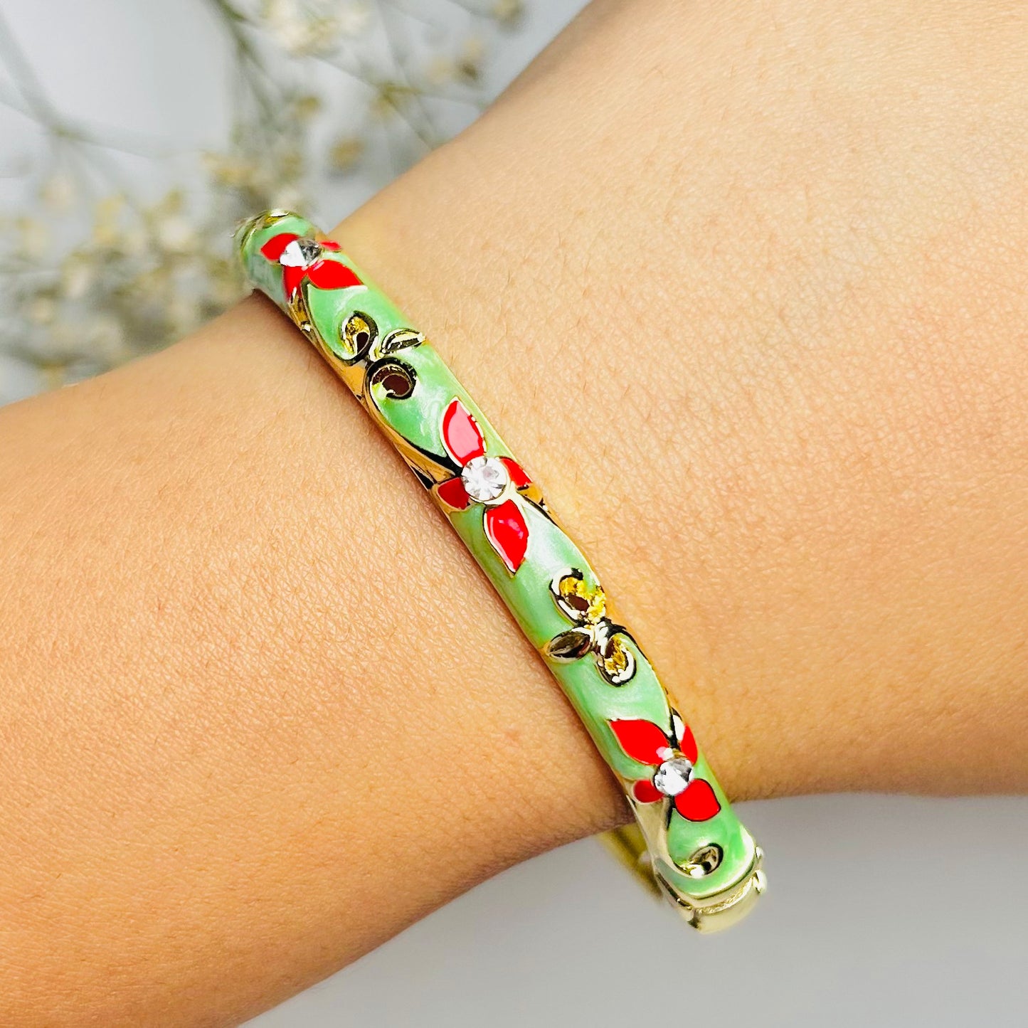 Crimson Charm Diamond Cuff