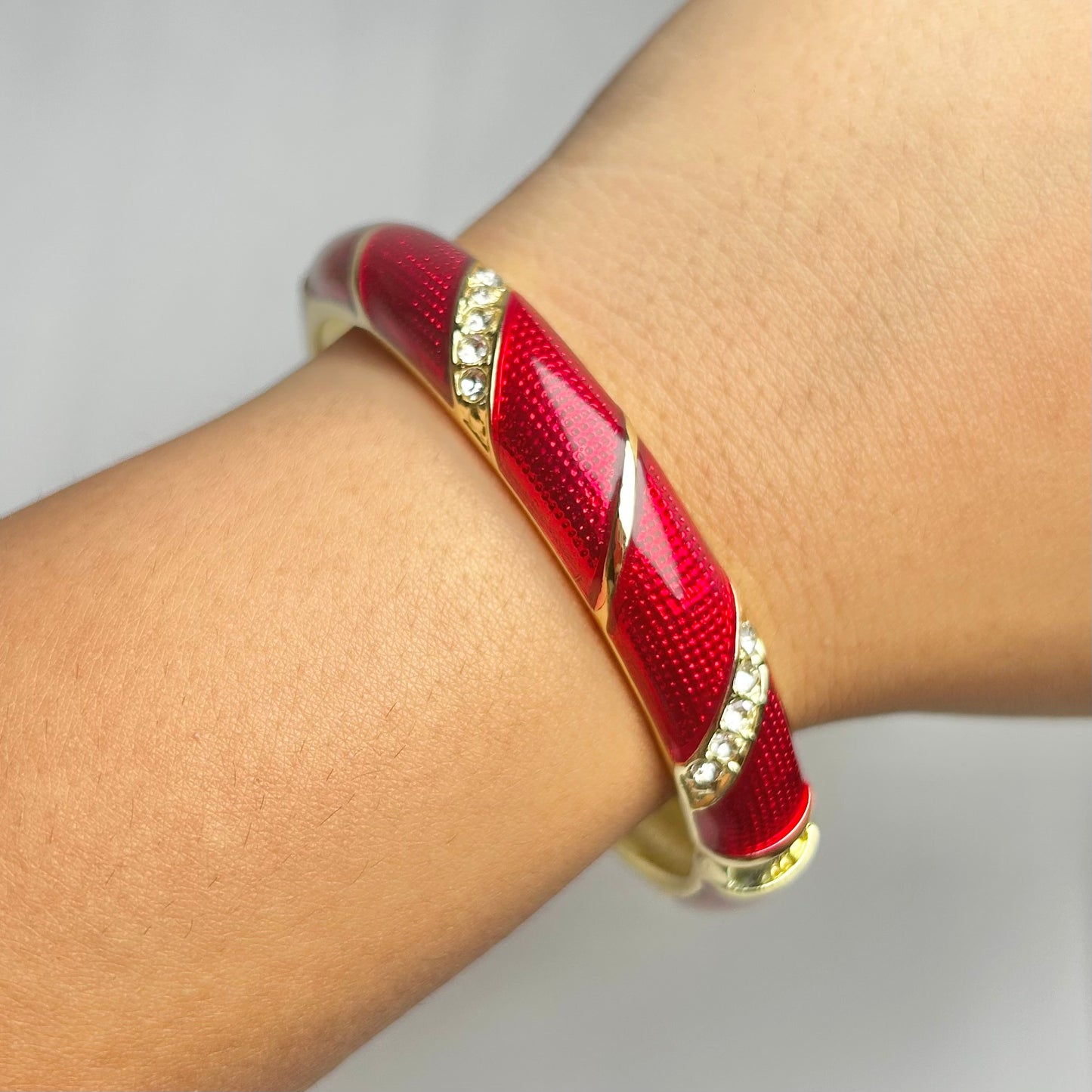 Crimson Glint Diamond Cuff
