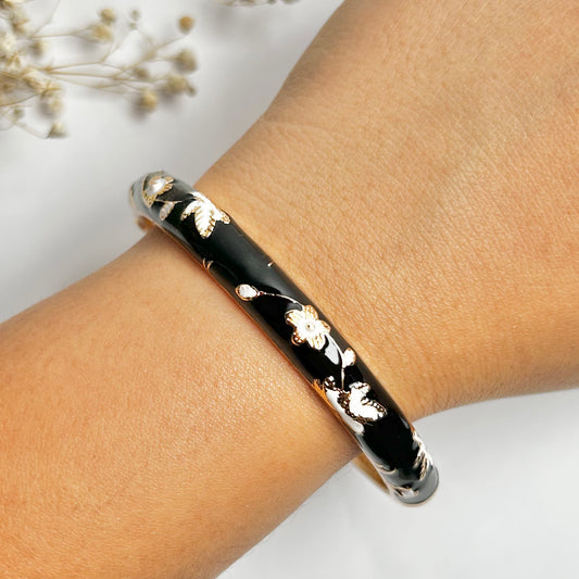 Noir Blossom Enamel Cuffs
