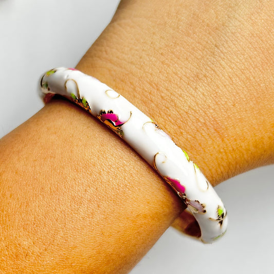 White floral bangles