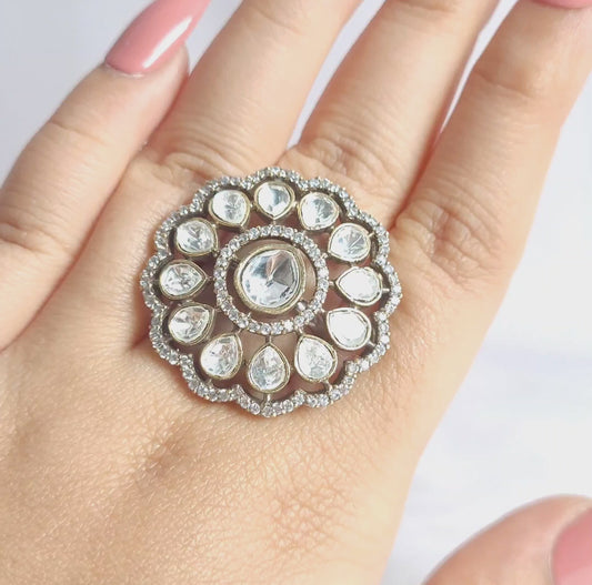 Hypoallergenic Kundan ring for women
